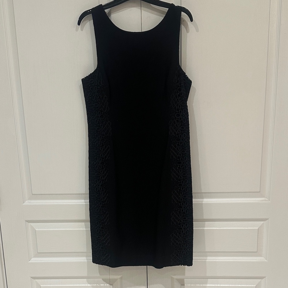Banana Republic Black Sleeveless Lace-Panel Sheath Dress